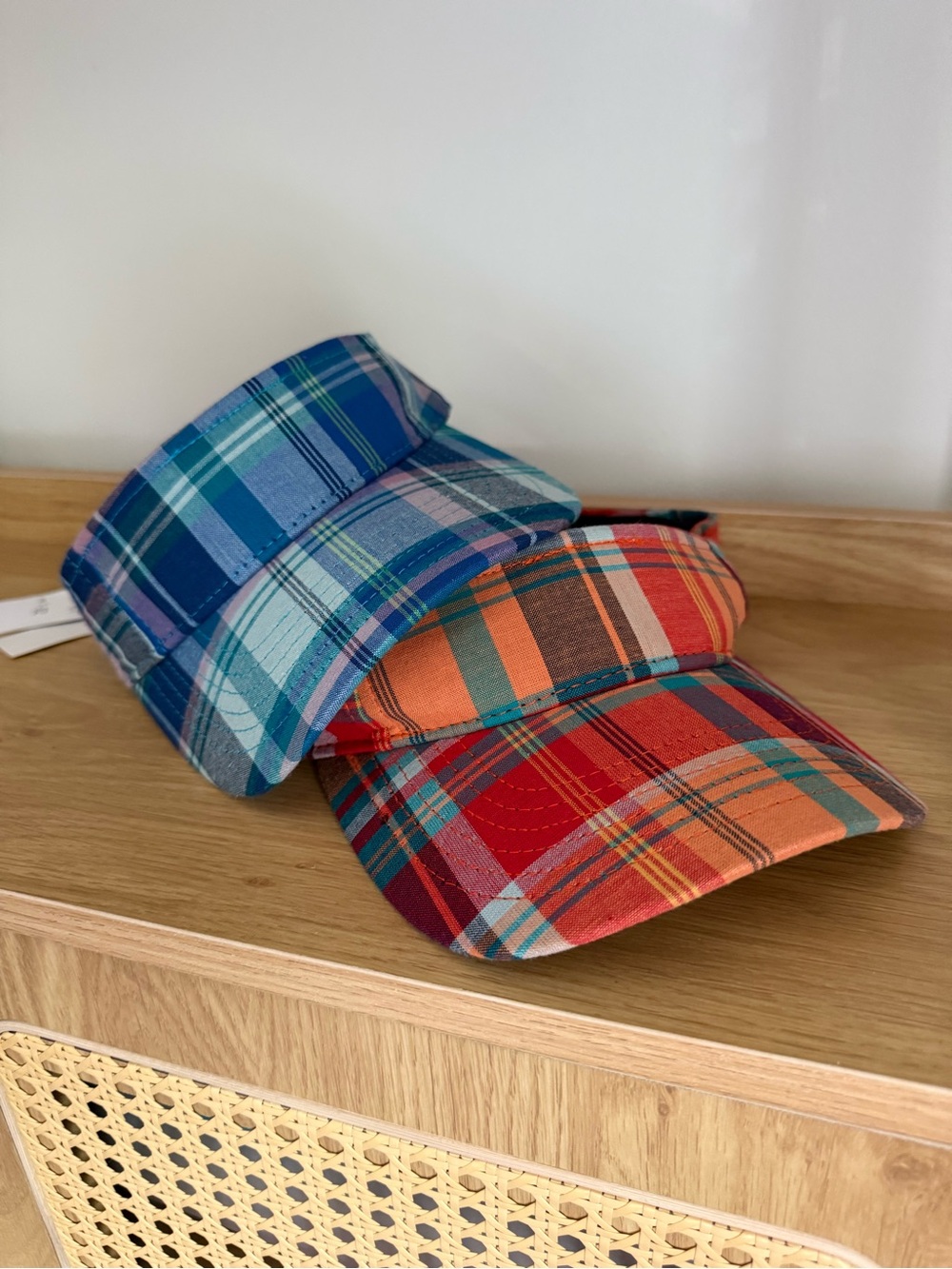 Pendleton Plaid Golf Visors - Bundle of two Red Blue adjustable NEW